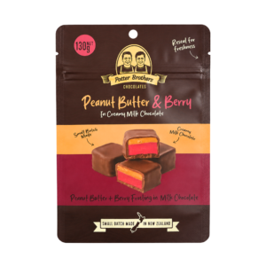 Peanut Butter & Berry in Milk Chocolate.